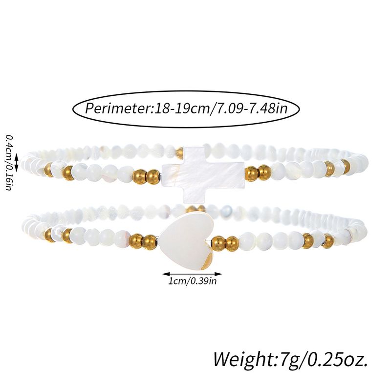 Ins Internet Celebrity Style Handgefertigtes Perlenarmband Muschel Kreuz Liebe Sommer Strand Handschmuck Zweiteiliges Set_voghion.com