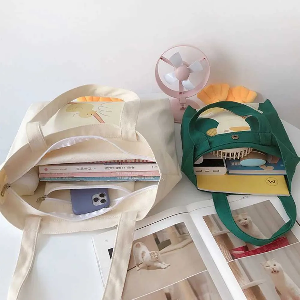 Neue warme Shopper süße Ente Papier Box Druck Casual Kai Baumwolle Canvas Einkaufstasche Y241109_voghion.com