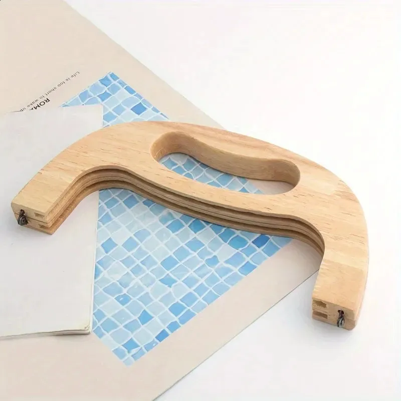 1PC 24,5 cm in legno massello cammello oro uncinetto fai da te clip telaio borsa per la cena manico in legno 240731_voghion.com