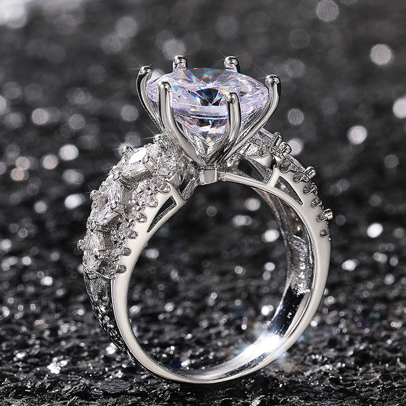 Cao Shi's New Luxury High Quality Zircon Women's with Hollow Square Diamond Engagement Ring_voghion.com