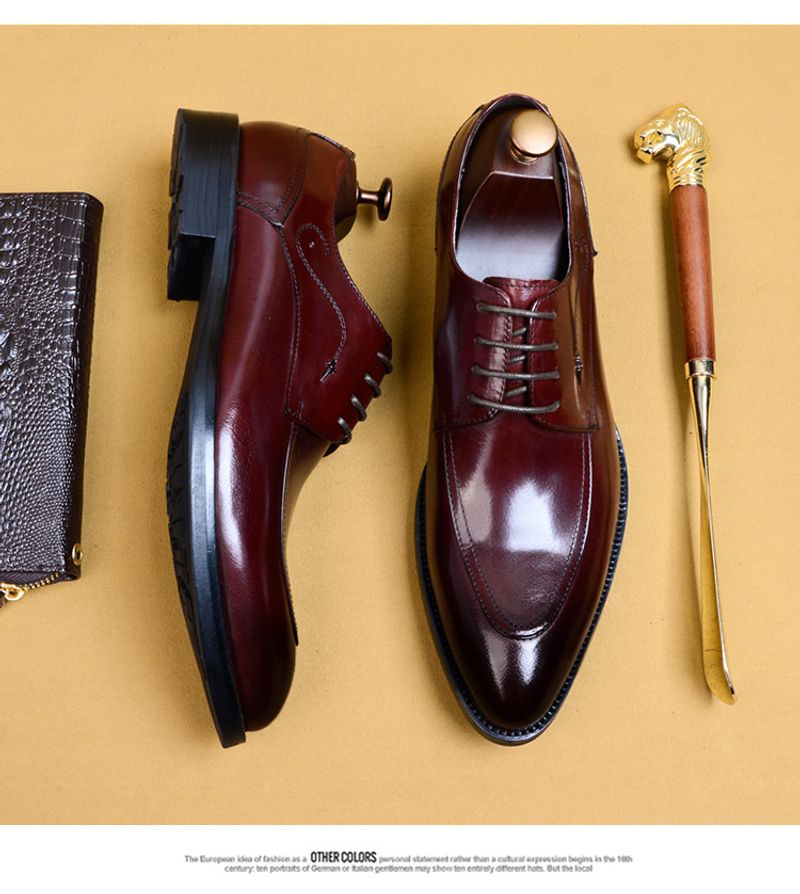 Scarpe Derby da uomo in pelle nera con lacci a punta, eleganti, da sposo, da cerimonia, da uomo, all'ingrosso_voghion.com