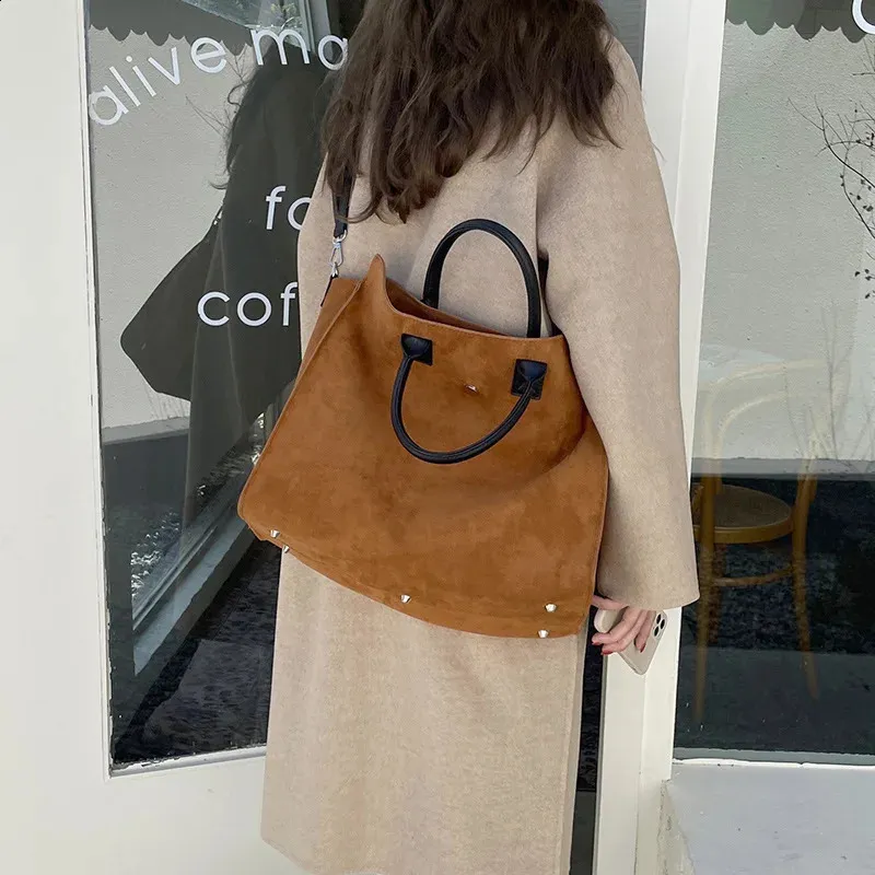 Borsa da donna in pelle opaca vintage, grande capacità, borse a tracolla, borse a tracolla da donna, borsa da viaggio casual grande marrone_voghion.com