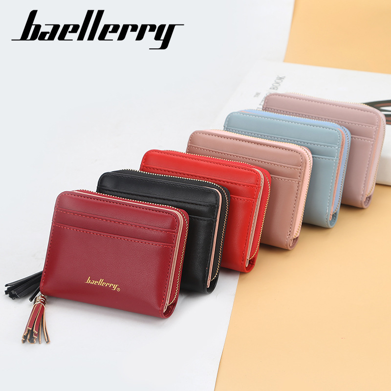 Short Baellerry Korean Edition Multi Card Driver's License Zero Wallet Fashion Tassel Button Women's Bag_voghion.com