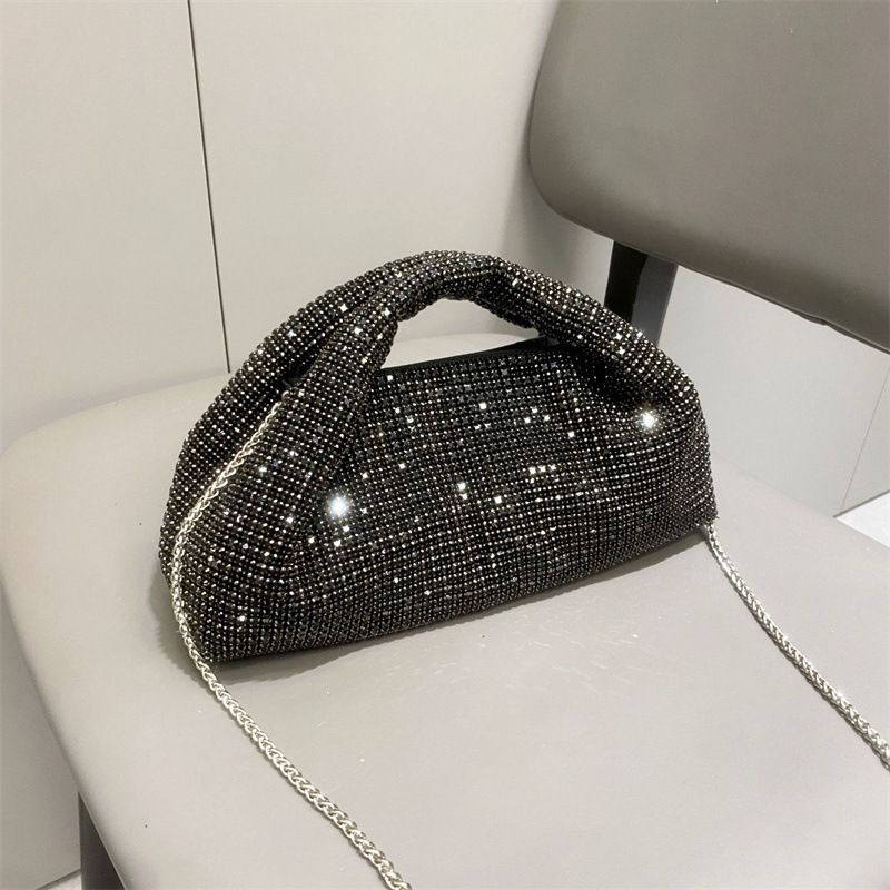 Guangzhou Fashion Super Sparkg Borsa a tracolla singola da sera in tinta unita con tracolla in acqua Dia per donna_voghion.com
