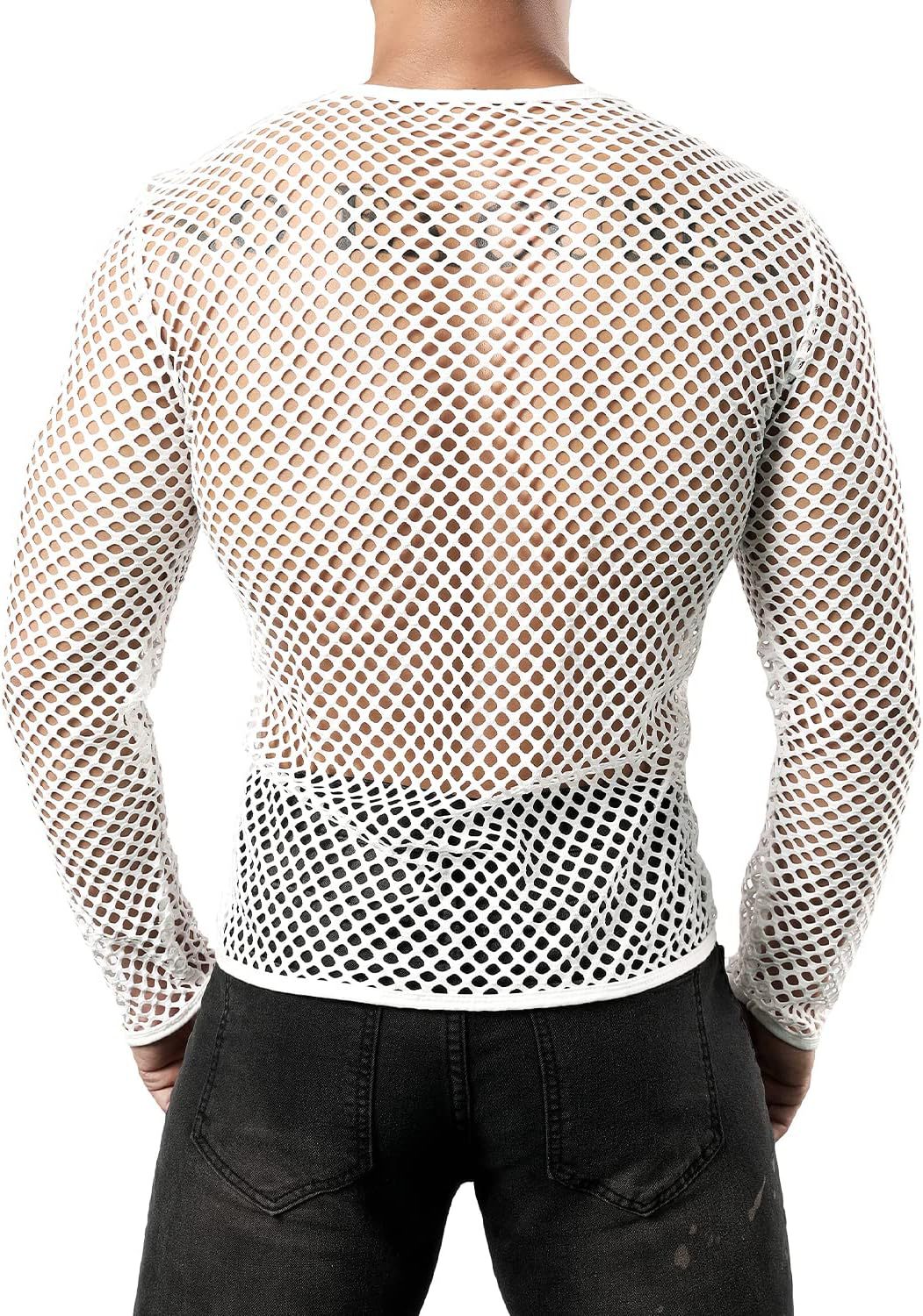 Nuovo pullover estivo con scollo rotondo traforato, top a maniche lunghe, felpa con cappuccio oversize larga e traspirante in rete da pesca, da uomo_voghion.com