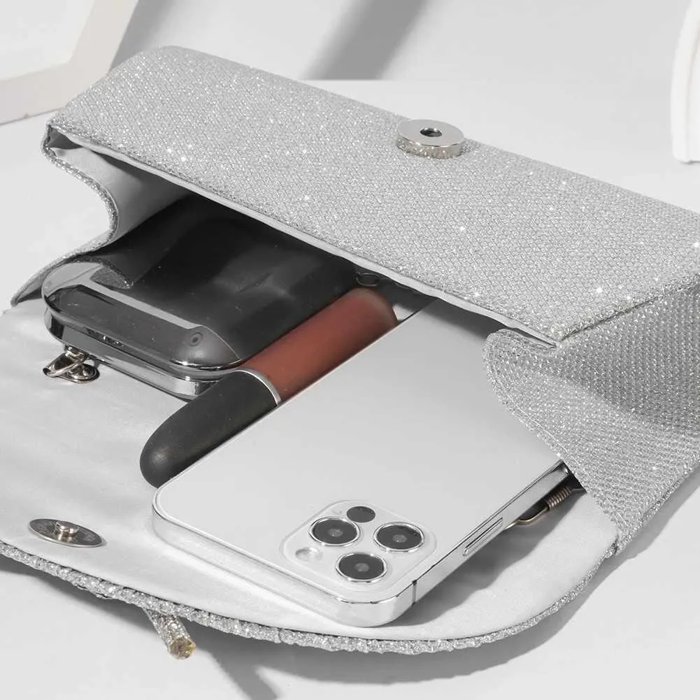 Elegante pochette con fiocco in cristallo scintillante da donna, con busta, per cena, sera, matrimonio, festa, ballo, portafoglio Y241019_voghion.com