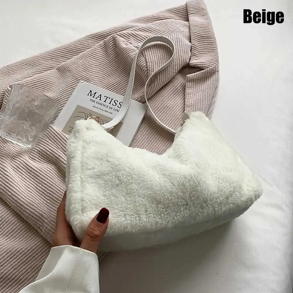 Womens Fi shoulder womens underwear bag soft plush handbag Y241025_voghion.com