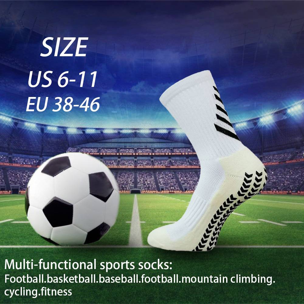 Men’s Soccer Socks – Mid-Calf With Non-Slip Towel Sole & Glue Grip (Thick, Durable Training Socks, Breathable Cotton Blend)​