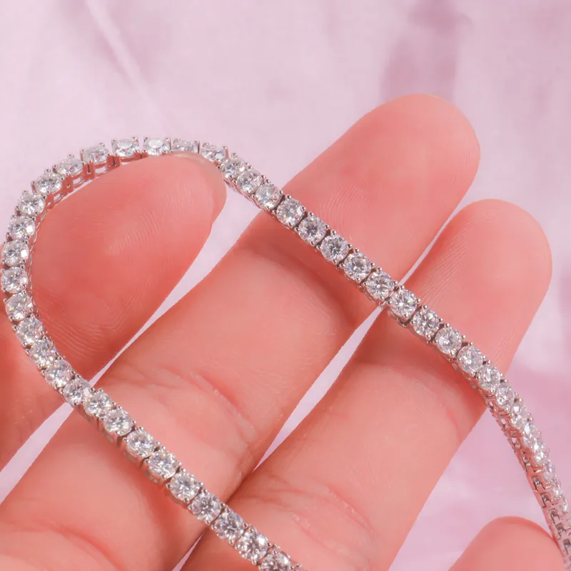 Moissanite Sterling Silver Tennis Necklace For Women And Men_voghion.com
