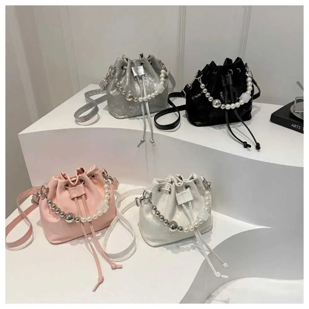 New Casual PU Cross Body Bead Handle Adjustable Strap Single Shoulder Bag Belt Drstring Design Durable Lady Ba241214_voghion.com