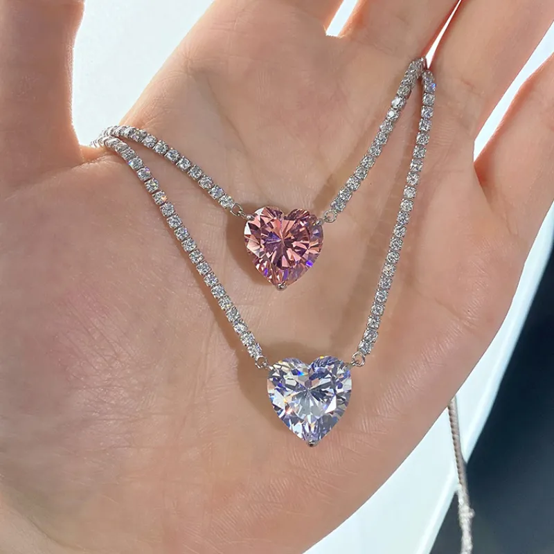 Colar de designer de coração de amor de prata esterlina S festa casamento joias gargantilha natureza cristal austríaco sailormoon completo_voghion.com