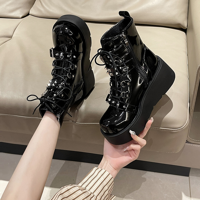 Women’s Shoes thick soled low top Martin boots Internet celebrity black subculture Y2K hot girl light sweet and cool short boots