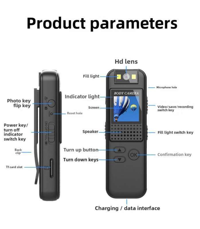 High Definition Night Vision Camera With Screen, Intelligent Noise Reduction, Back Clip, Conference Recording,_voghion.com