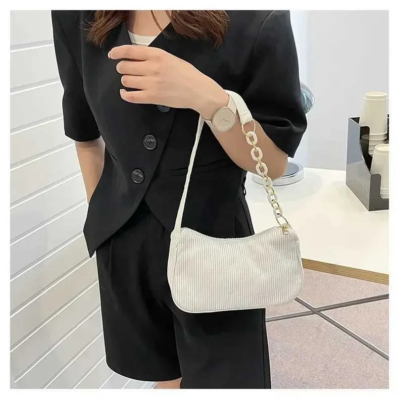 1 Stück Fi Retro Cord Unterarm lässige Umhängetasche einfarbig Reißverschluss Damen Handtasche Cluh Y241025_voghion.com