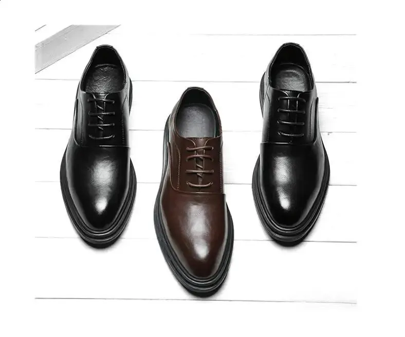 Oxford-Schuhe fürs Büro, spitz, schwarz-braun, mit Spitze, formelle Hochzeitsschuhe für Herren, 569 240911_voghion.com