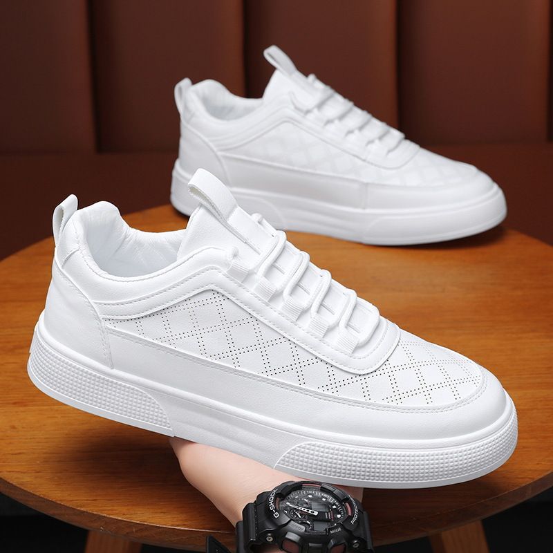 Scarpe da uomo coreane versatili, sportive, casual, alla moda, nuove, traspiranti, sottili, bianche, estive, 2024_voghion.com