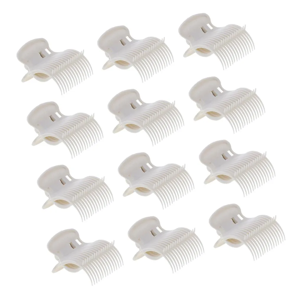 12 teile/los Kunststoff Heißer Roller Super Clips Curler Klaue Klemmen Für Frauen Weiß Schwarz Farbe Haar Zubehör_voghion.com