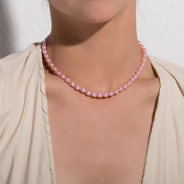 Necklaces Vintage Style Simple 6MM Pearl Chain Choker For Women Wedding Love Shell Pendant Necklace Fashion Jewelry_voghion.com