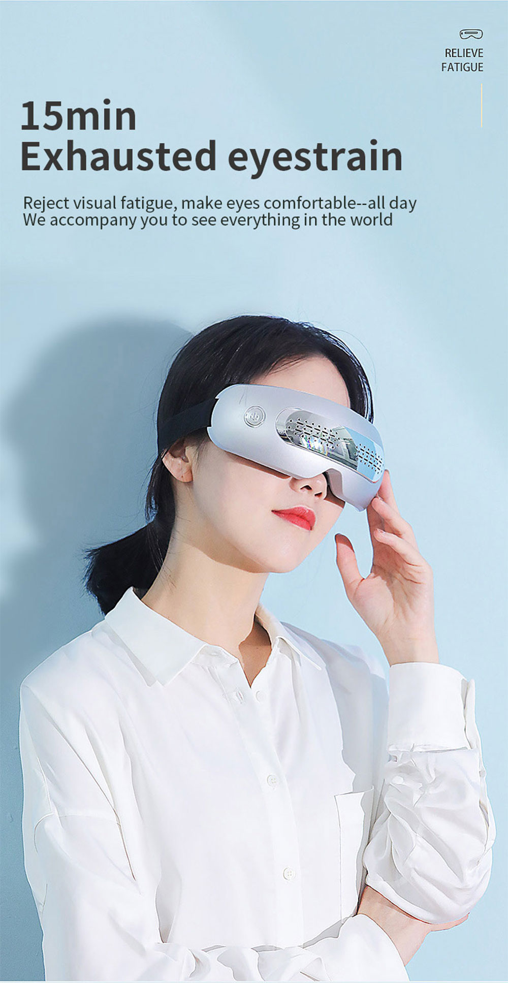 Viditelný vibrační oční masážní přístroj 3D hnětení akupunkturní tlak vzduchu péče o oči úleva od napětí v očích maska ​​oční terapie masážní přístroj_voghion.com