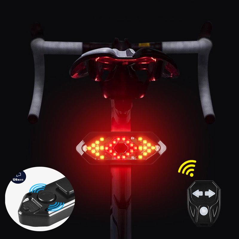 Intelligent fjernkontroll blinklys USB-lading fjellvanntett baklys 18LED sykkel med hornvarsellys_voghion.com