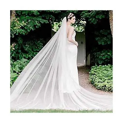 Bijoux de mariage mariée longue cathédrale longueur voile souple mariée cheveux robe avec peigne 2T 118 pouces pour femmes et_voghion.com