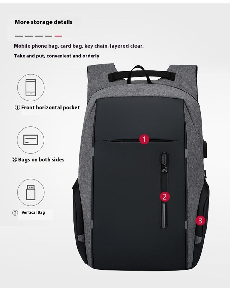 Herren Business Laptop Tasche Multifunktionaler USB Ladeanschluss Große Kapazität Lässiger Rucksack_voghion.com