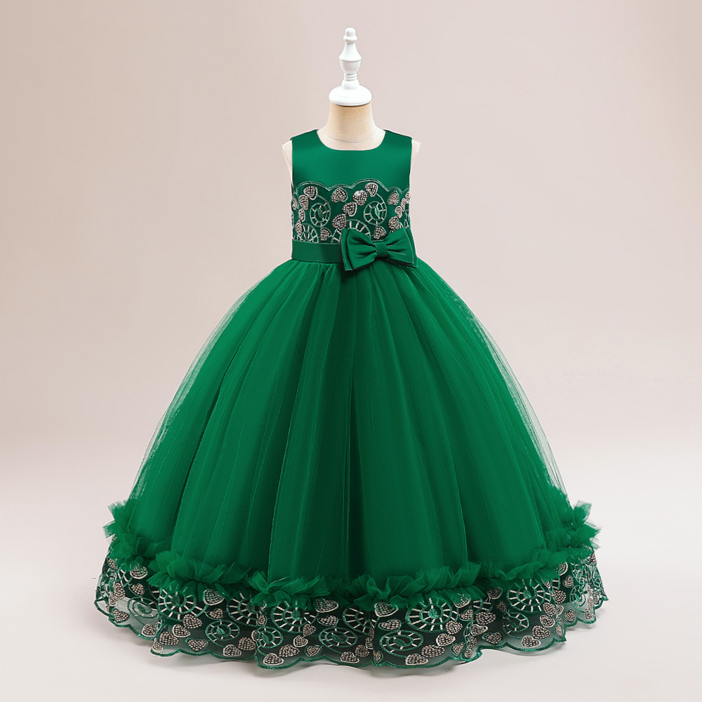 Kid's Clothing New children's dresses for girls with embroidered princess dresses for Children's Day performance host piano performance costumes_viptrois.com