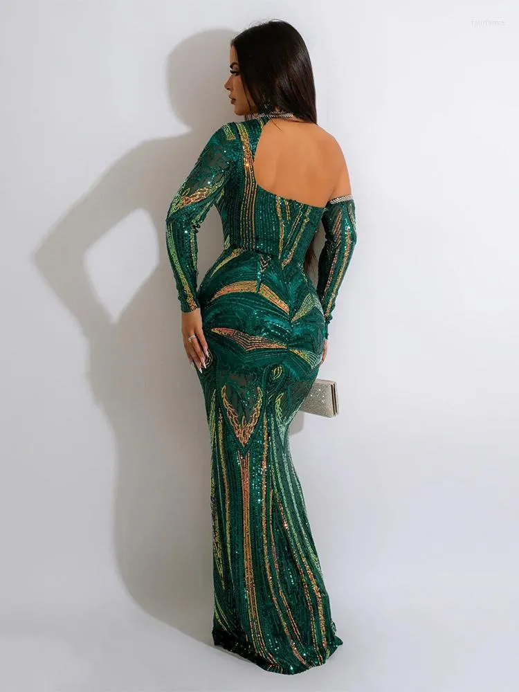 Vestidos casuales IDress 2023 Vestido elegante de lentejuelas de diamante de perforación de calidad para mujer Vestido largo maxi ajustado para fiesta Club nocturno_voghion.com
