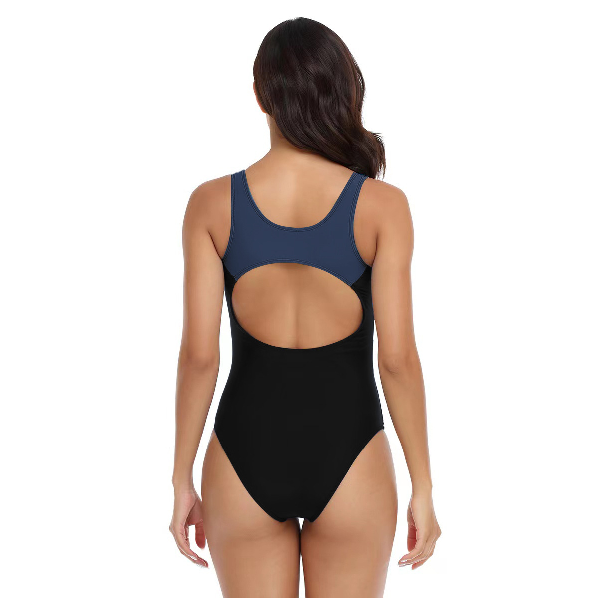 Women's Competition Fashion Sports Colorblock Triangle One-Piece Swimsuit Women_voghion.com