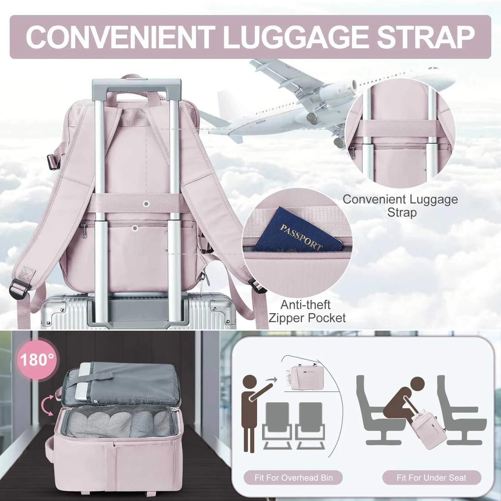 Womens Suitcase Cabin Aircraft Ryanair 40x20x25 Airplane Travel Bag Men Laotop Backpack Wizzair Carry OnC241031_voghion.com