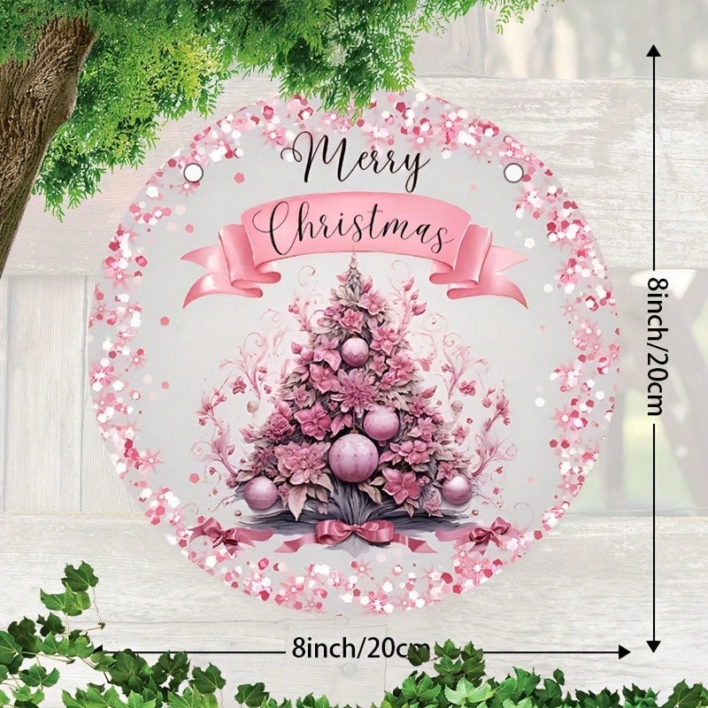 Rosa Weihnachtsbaum-Wanddeko – 20 x 20 cm, für Zuhause, Partys, Weihnachtsbaumschmuck, Weihnachtsdekoration, Zimmerdekoration_voghion.com
