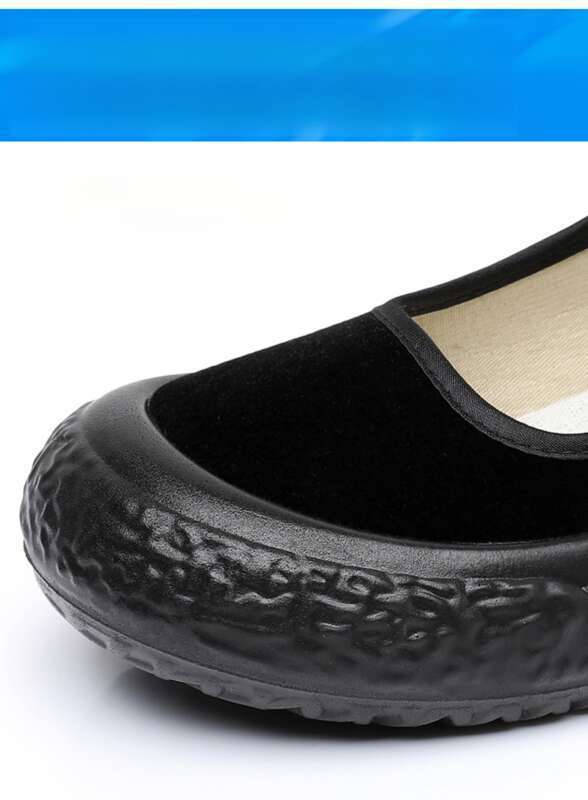 Sapatos de dança cerimonial de hotel com sola grossa feminina, sapatos de mãe, tecido preto_voghion.com