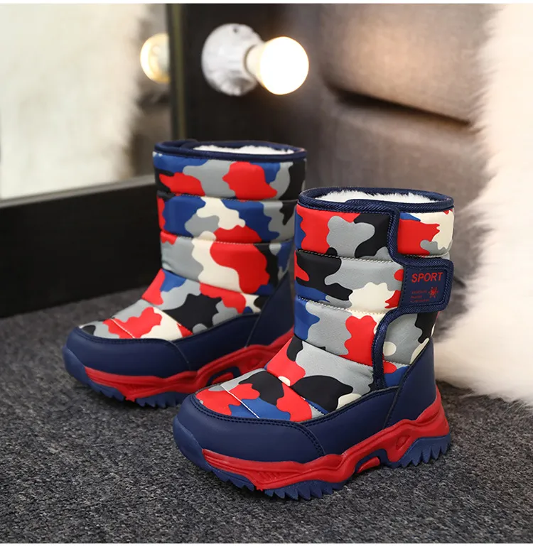 Winter Kids Plush Waterproof Fabric Non-Slip Girls Boys Rubber Sole Toddler Snow Fashion Warm Cutefeet Children Outdoor_voghion.com
