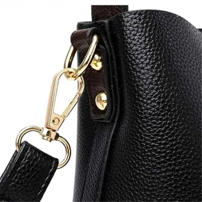 Borsa a secchiello in pelle da donna, elegante, con manico superiore, comoda tracolla, design alla moda, borsa a mano, tracolla_voghion.com