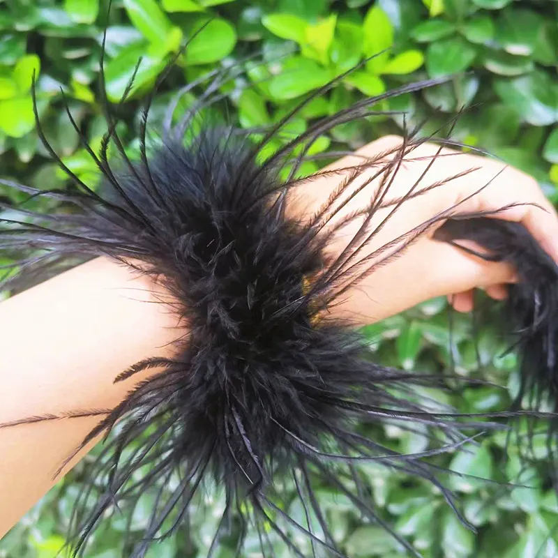 Bangle Natural Ostrich Fur Cuffs Sleeve Feather High Quality Headpiece Hair Accessories 2023_voghion.com