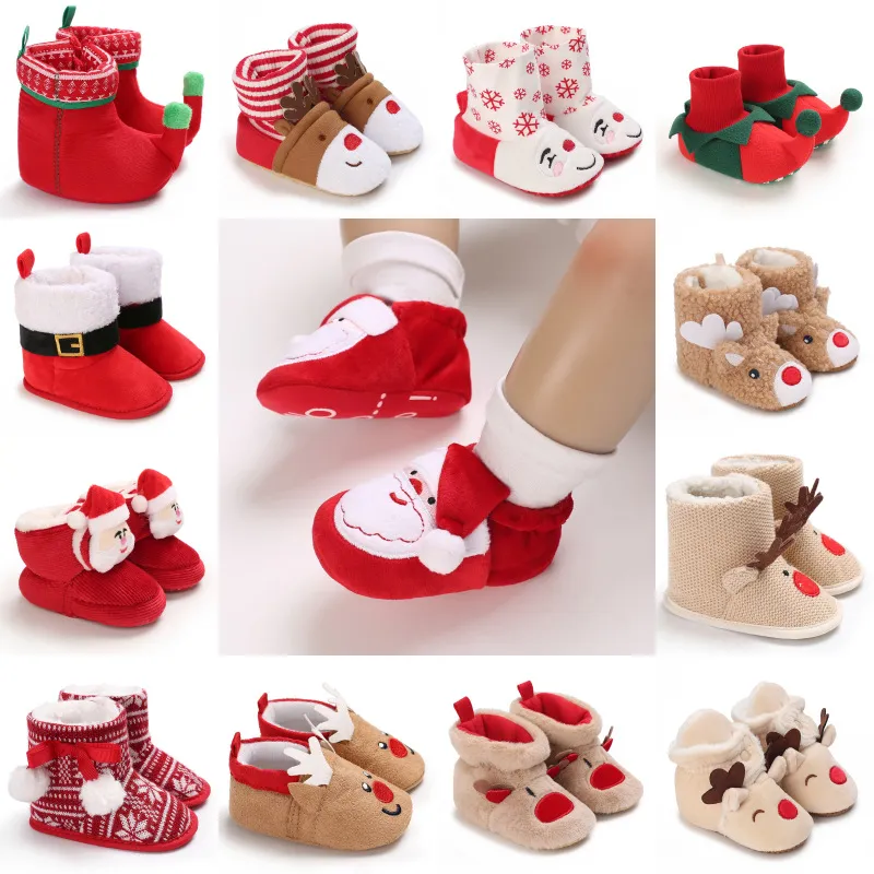 New year Christmas Newborn Baby Shoes Boys Girls Toddler First Walkers Soft Bottom cutefeet Infant Flats Warm Snow Boots_voghion.com