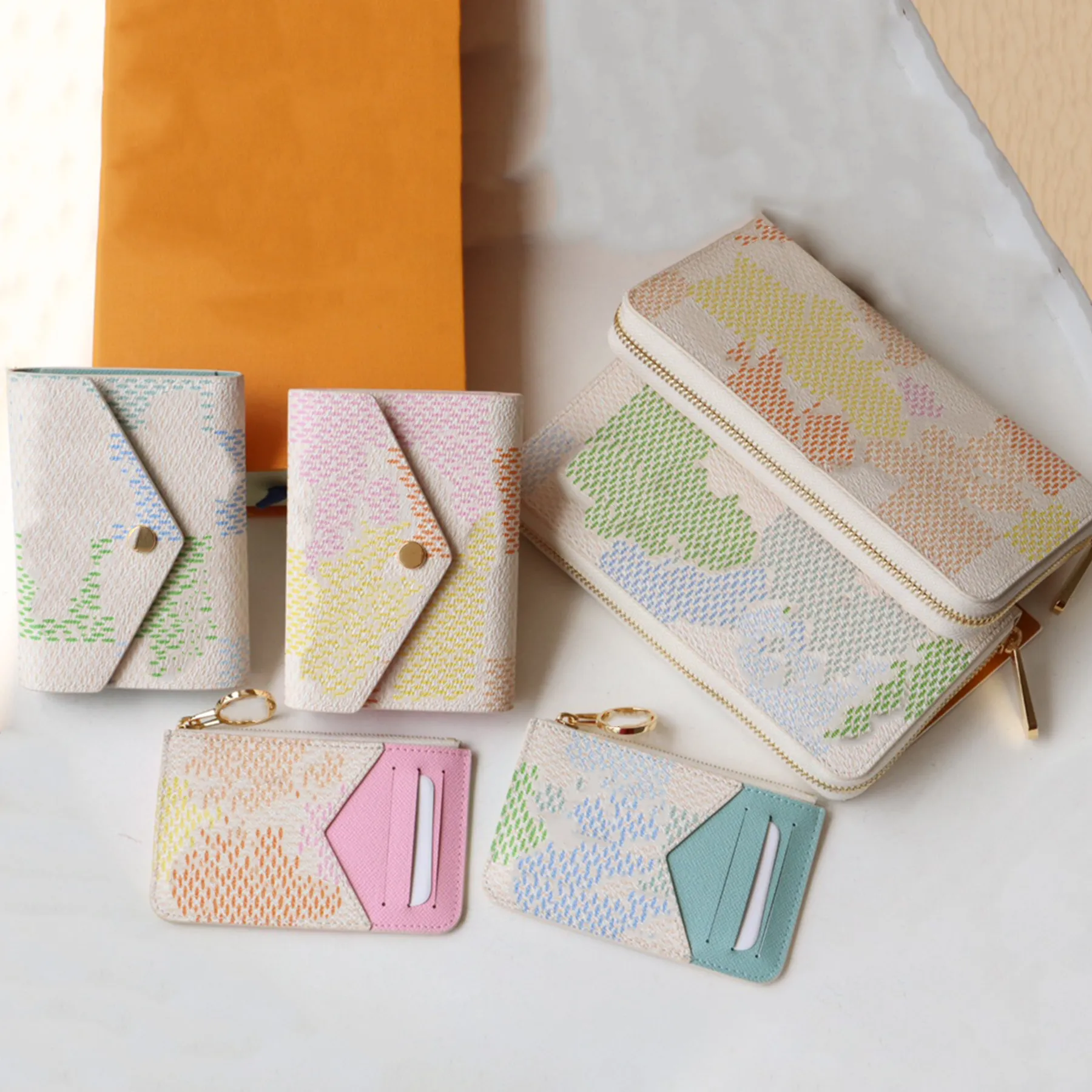 top Quality 10A Victorine Wallet Designer Coated Canvas Golden Hardware Wallets Leather Trim Card Holder Press Stud_voghion.com