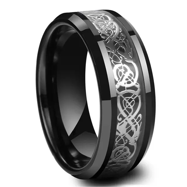 2025 Neuheiten Charm Paar Für Männer Edelstahl Keltischer Drachenring Herz Schwarz Zirkon Frauen Trauringe Set Valentinstag_voghion.com