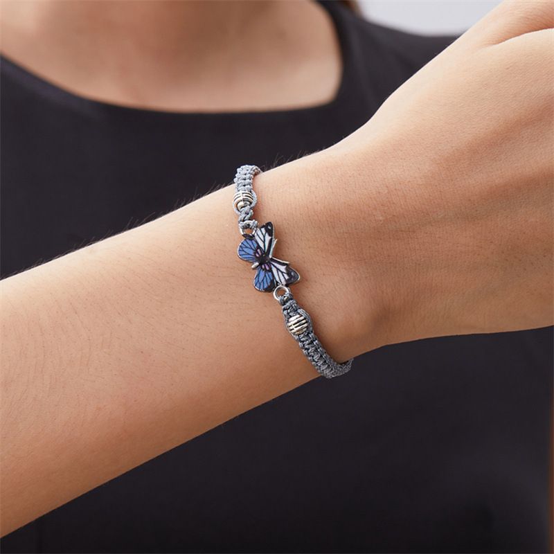 Antieke handgeweven vlinderarmband voor dames in retrostijl, eenvoudig en veelzijdig, verstelbare handgeknoopte sieraden_voghion.com