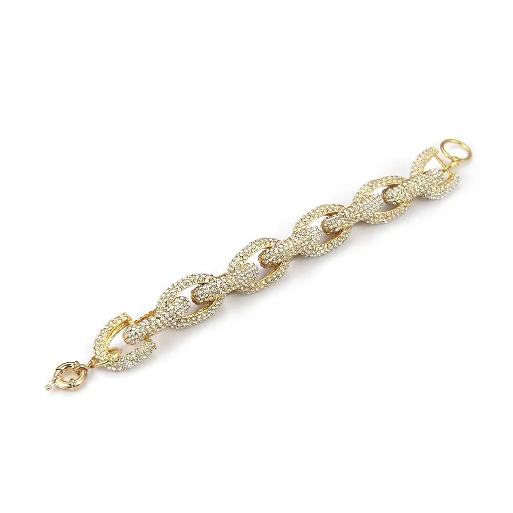 Women's Bling Cuban Link Chain Bracelet Gold Plated Jewellery_voghion.com