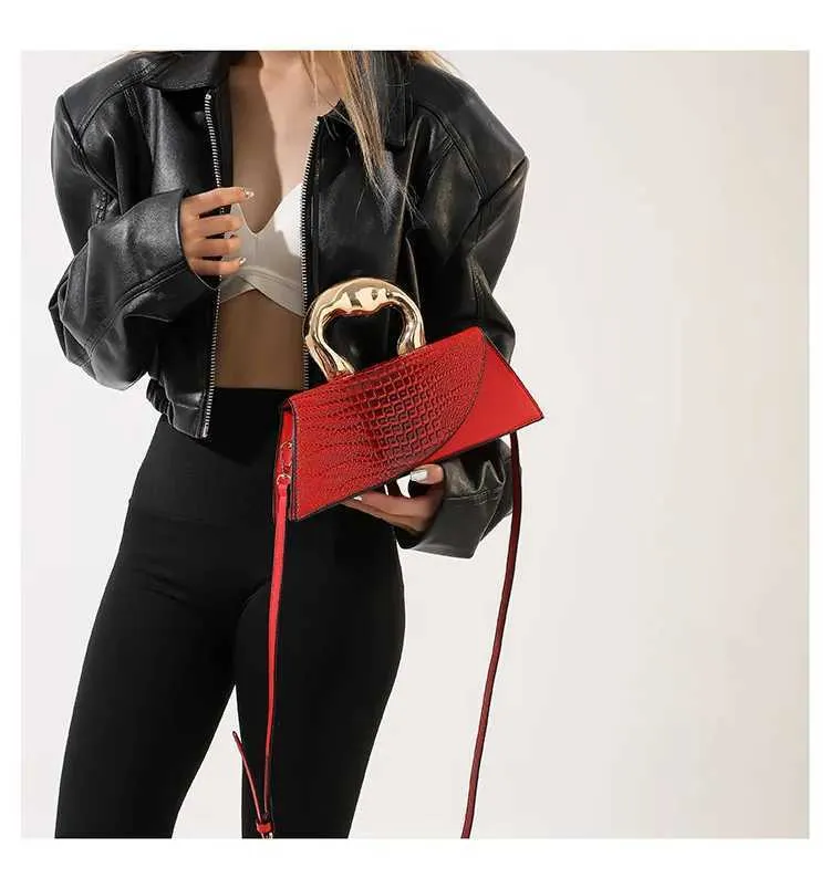 Solid Alligator Pattern Shoulder Bag For Women Designer Style_voghion.com