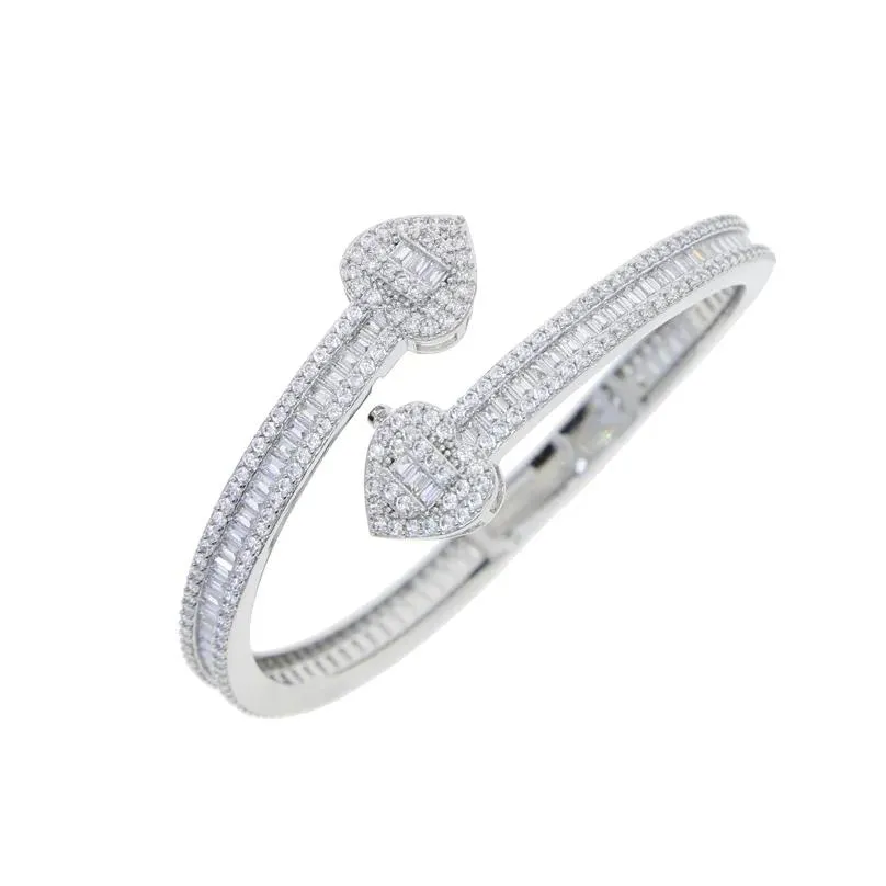 Viehätysrannekkeet Iced Out Bling Cz -kivetty sydänneliöinen klipsirannekoru kullatulla sier-päällysteellä hiphop-punk-koruilla_voghion.com