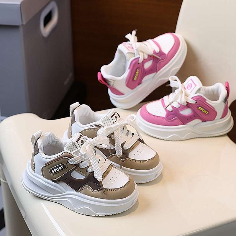XUANMU Kids Casual Running Shoes With Thick Soles Boys Girls Fashion Versatile Sports Shoes New Children Mesh Breathable Sneakers F0103_voghion.com