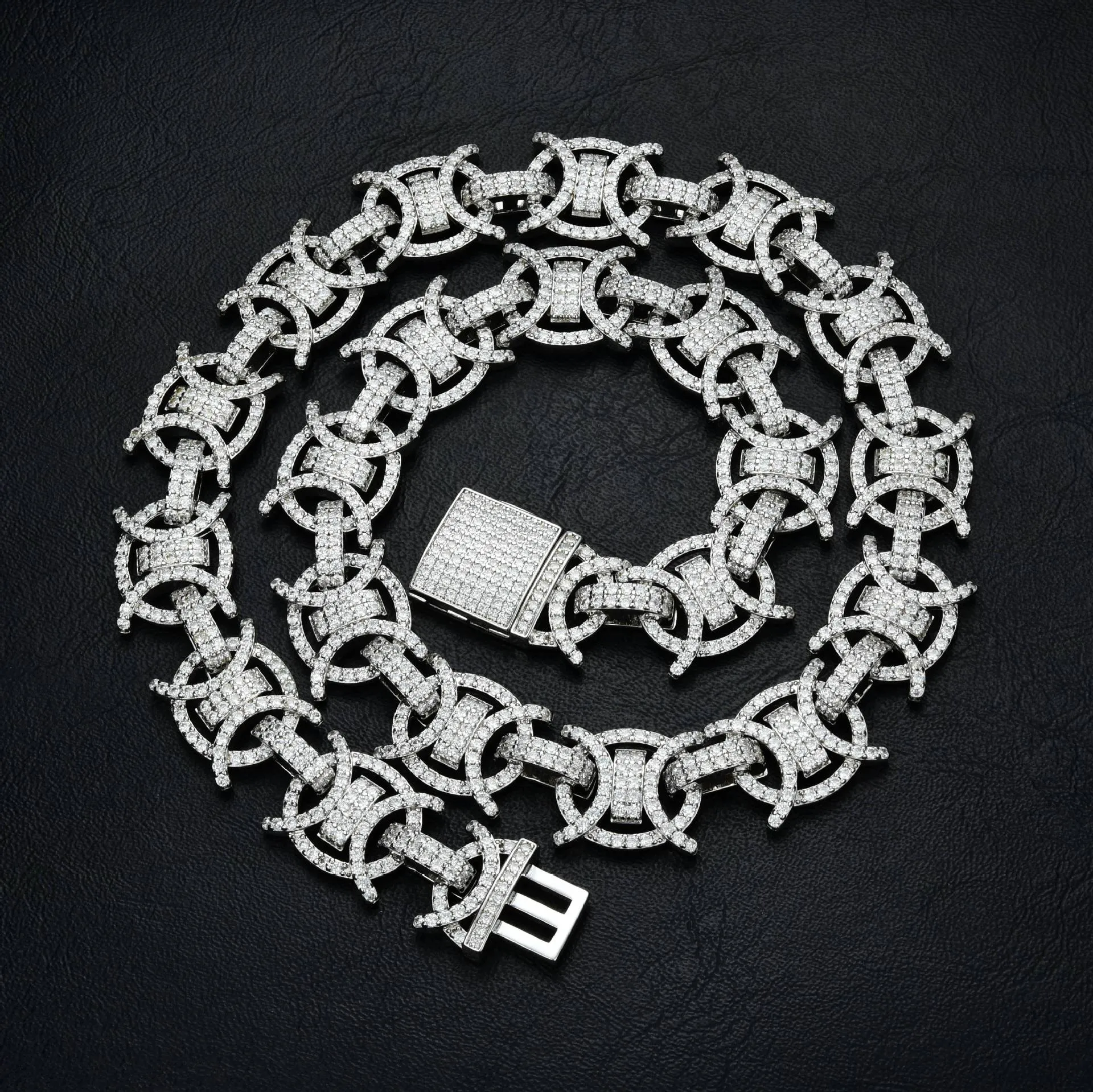 Zircone fibbia 10K 14K placcato oro 12mm Miami catena in acciaio inossidabile collana set uomo gioielli cubano link_voghion.com