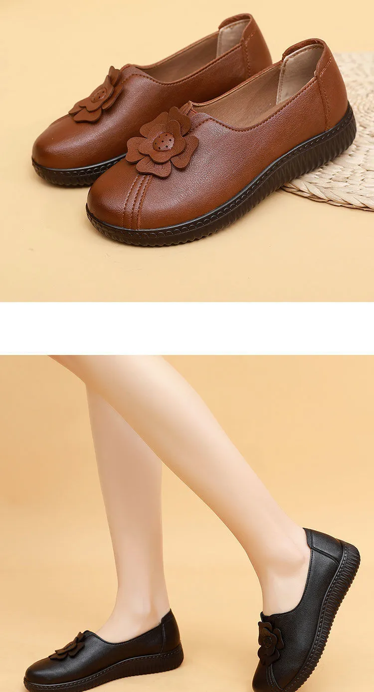 2022 Mocasini retro femei pantofi slip on femeie primăvară toamnă puțin adânc moale mama pantofi casual negru_voghion.com