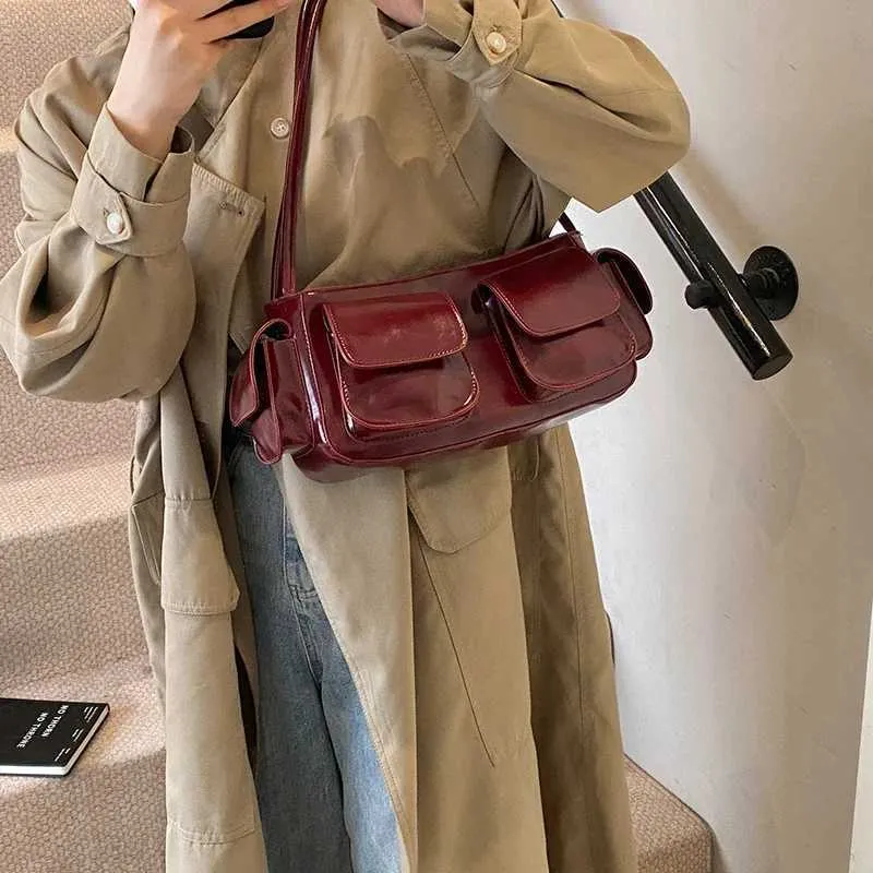 LEFTSIDE Petit sac à bandoulière en cuir PU à double poche pour sous-vêtements 2024 Y2K Nouveau sac à main et portefeuille pour femme Y241216_voghion.com