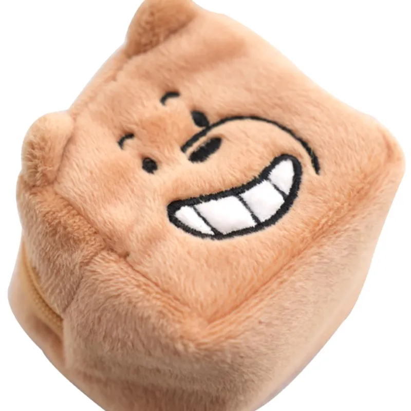 Porte-monnaie en peluche tridimensionnel avec fermeture éclair pour femme, motif ours mignon, porte-monnaie pour écouteurs, portefeuille, porte-clés_voghion.com
