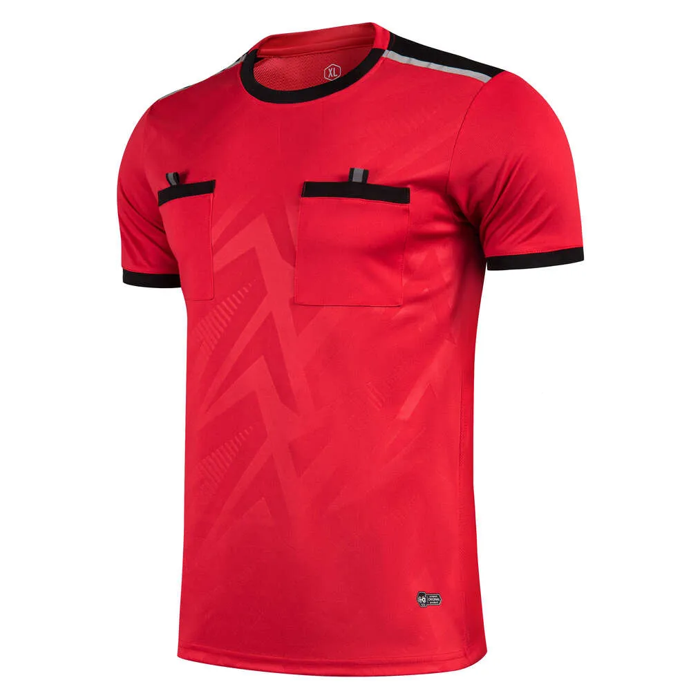 2025 Professionele Heren Scheidsrechter Uniformen Voetbal Voetbalshirts Shirts Zakken Rechter Korte Mouw Teamshirt Sportkleding_voghion.com