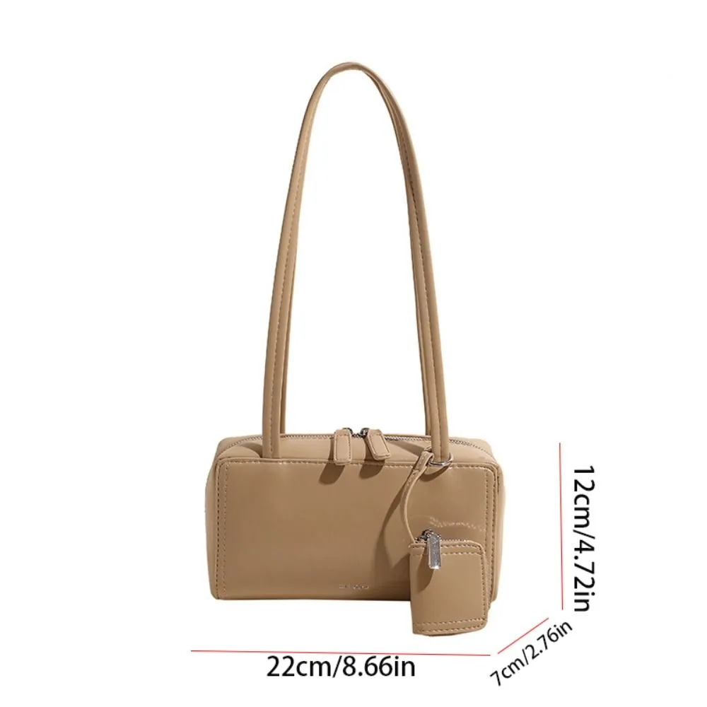 Borsa a tracolla piccola quadrata in pelle PU stile coreano con auricolari, tinta unita, alla moda, per ragazze/donne_voghion.com