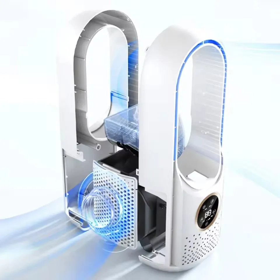 Portable USB Cooler Leafless Electric 6 Speed Silent Timer Air Conditioner Cooling Humidifier Conditioning Fan_voghion.com